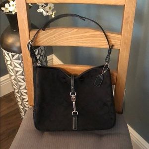 Black coach signature clip purse